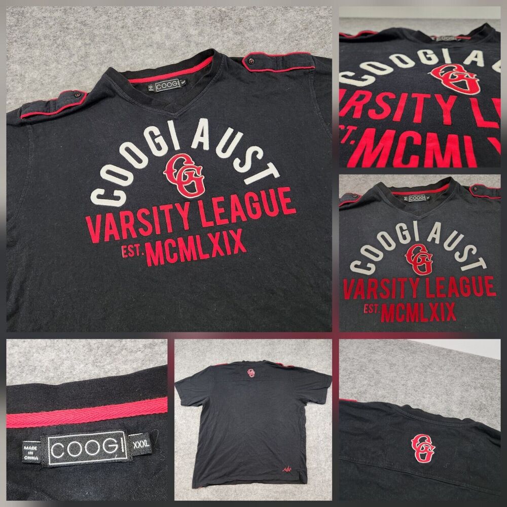Coogi Australia Mens XXL 3XL Embroidered Varsity‎ League T Shirt Streetwear Y2K